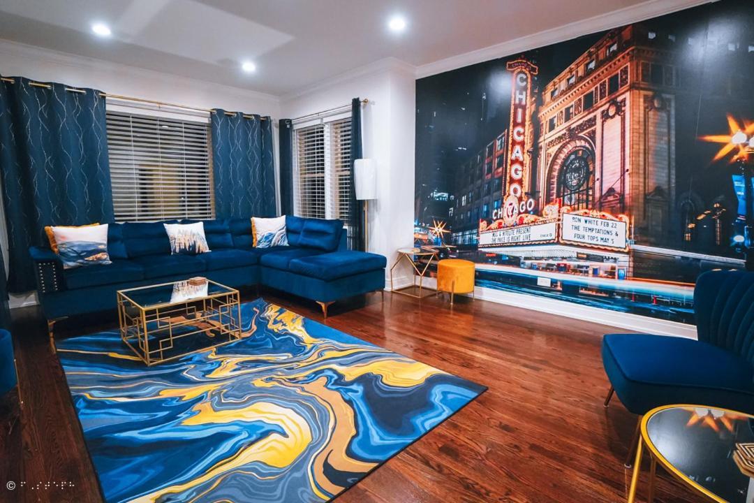 The Blue Golden Luxury Modern 3- Bedroom Apartment In Chicago Kültér fotó
